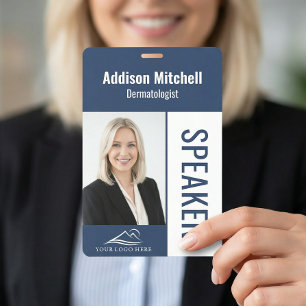 Zakelijke conferentie aangepast logo blauw foto ID Badge