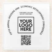 Zakelijke conferentie aangepaste logo QR-code Glazen Onderzetter (Voorkant)