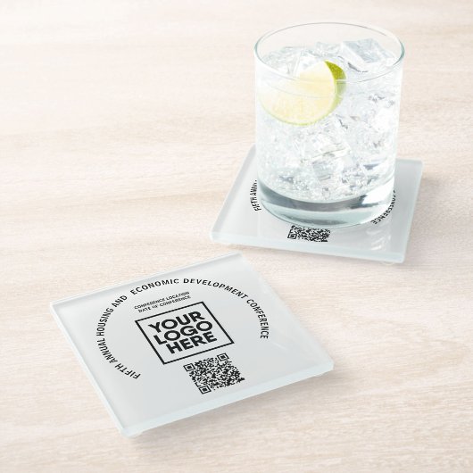 Zakelijke conferentie aangepaste logo QR-code Glazen Onderzetter