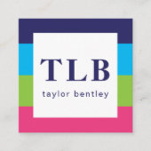 Zakelijke contactkaarten van Bright Rugby Stripes Vierkante Visitekaartje (Voorkant)