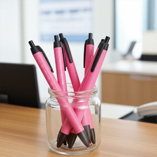 Zakelijke Corporate Logo, naam tweezijdig wit roze Zwarte Inkt Pen