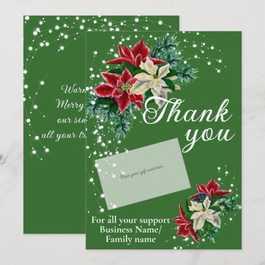 Zakelijke dank aan Poinsettia Gift Kaart Holder (Voorkant / Achterkant)