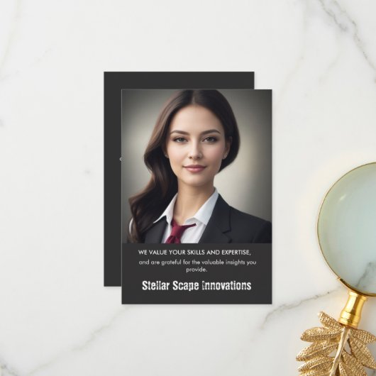 Zakelijke dank bedankkaart (Voorkant / Achterkant in situ)