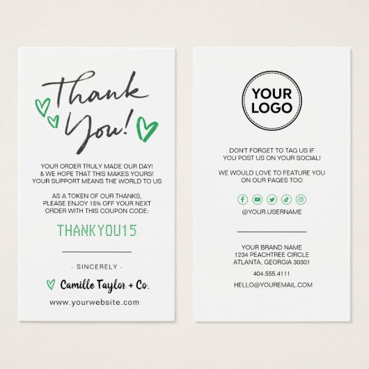 Zakelijke dank en Kaart voor kortingscode | Modern (Voorkant /achterkant)
