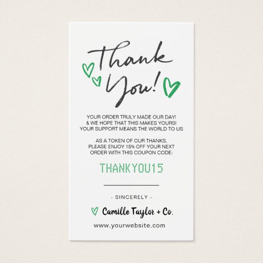 Zakelijke dank en Kaart voor kortingscode | Modern (Voorkant)