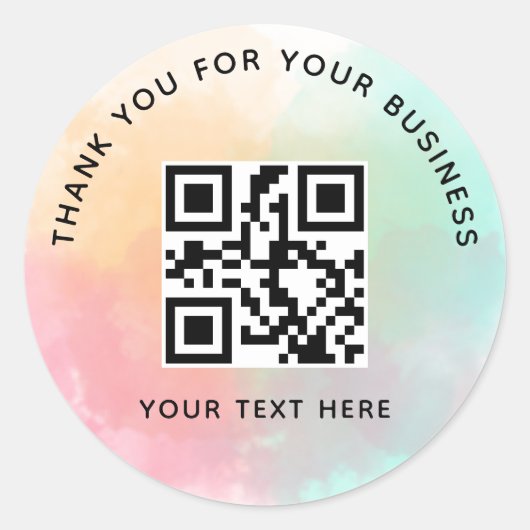 Zakelijke Dank U Persoonlijke QR Code Kleurrijk Ronde Sticker (Voorkant)