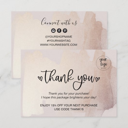 Zakelijke dank voor het plaatsen van bestellingen  bedankkaart (Voorkant / Achterkant)