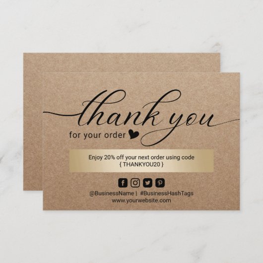 Zakelijke dank voor het ritme-minimalistisch scrip bedankkaart (Voorkant / Achterkant)