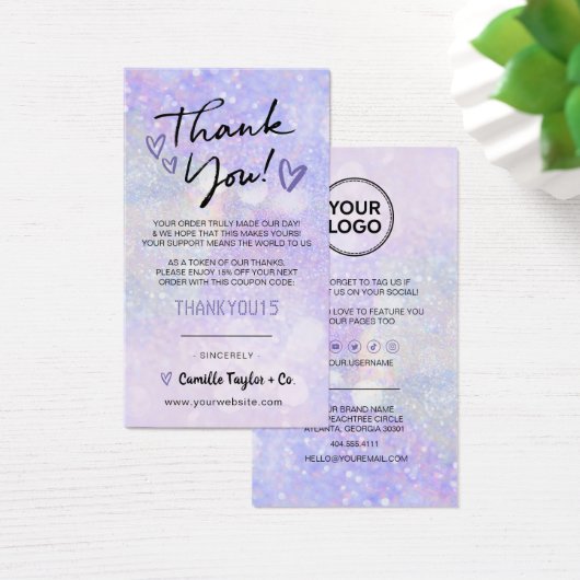 Zakelijke dank voor korting Glitter Bokeh Visitekaartje (Bureau)