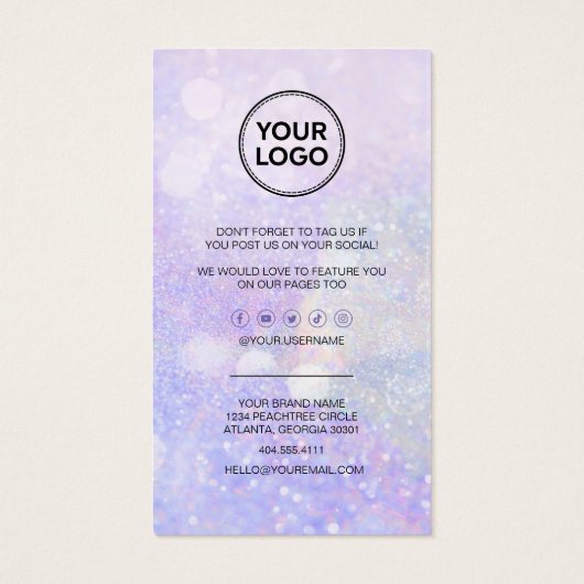 Zakelijke dank voor korting Glitter Bokeh Visitekaartje (Achterkant)