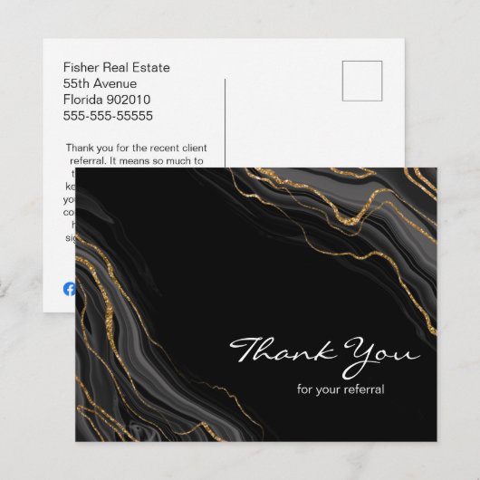 Zakelijke dank voor uw verwijzingsonroerend goed briefkaart (Voorkant / Achterkant)