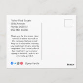 Zakelijke dank voor uw verwijzingsonroerend goed briefkaart (Achterkant)