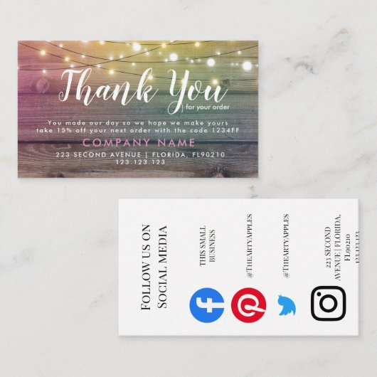 Zakelijke dank voor uw zakelijke bedankt visitekaartje (Voorkant / Achterkant)