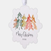 Zakelijke dennenbomen Waterverf Vrolijk kerstfeest Ornament Kaart (Links)