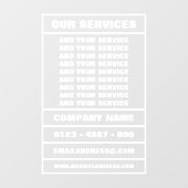 Zakelijke diensten en informatie raamsticker (Vel)