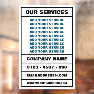 Zakelijke diensten en informatie raamsticker
