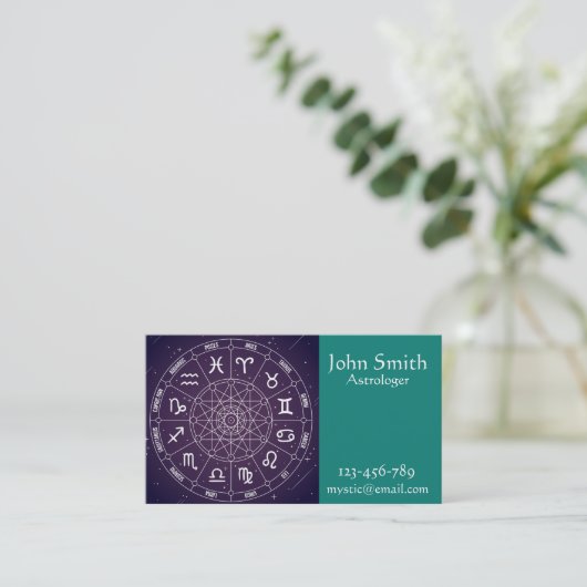 Zakelijke diensten in verband met asstrologie paar visitekaartje (Staand voorkant)