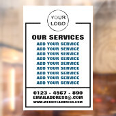 Zakelijke diensten, informatie en logo raamsticker (Vel 2)