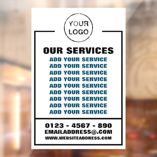 Zakelijke diensten, informatie en Logo Raamsticker (Vel 2)