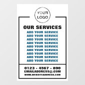 Zakelijke diensten, informatie en Logo Raamsticker (Vel)