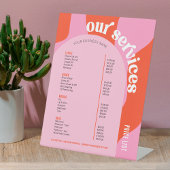 Zakelijke Diensten Prijslijst Groovy Retro Roze Ro Reclamebord Met Voetstuk