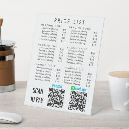 Zakelijke diensten Prijslijst Scannen naar betalen Reclamebord Met Voetstuk