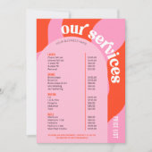 Zakelijke Diensten Prijslijst Trendy Retro Roze Ro (Voorkant)