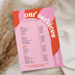 Zakelijke Diensten Prijslijst Trendy Retro Roze Ro
