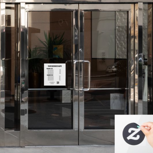 Zakelijke diensten producten prijslijst menukaart raamsticker (Kantoordeur)