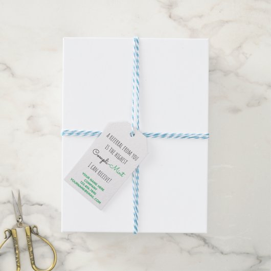 Zakelijke doorverwijzing Mint Compliment Cadeaulabel (Met Touw)