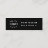 Zakelijke Drink Voucher | Black Event Logo Kaart Mini Visitekaartje (Voorkant)