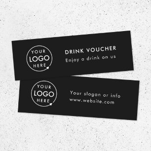 Zakelijke Drink Voucher Black Event Logo Kaart Mini Visitekaartje