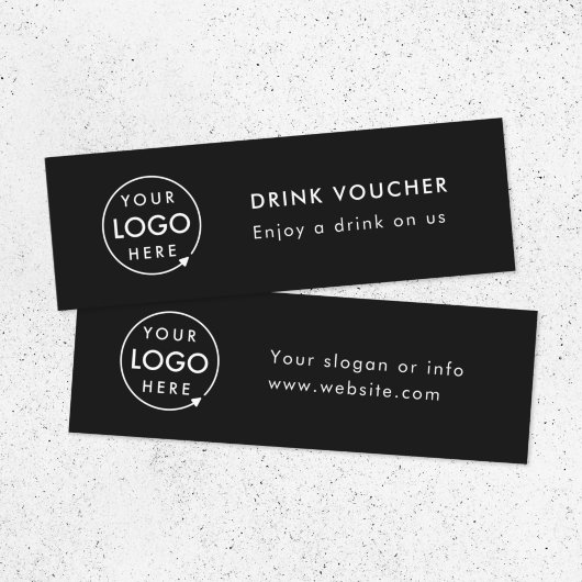 Zakelijke Drink Voucher | Black Event Logo Kaart Mini Visitekaartje