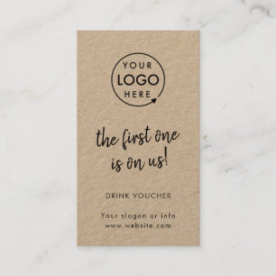 Zakelijke Drink Voucher   Rustic Kraft-Logo Visitekaartje