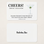 Zakelijke Drink Voucher Ticket White Insert Card Visitekaartje (Voorkant /achterkant)