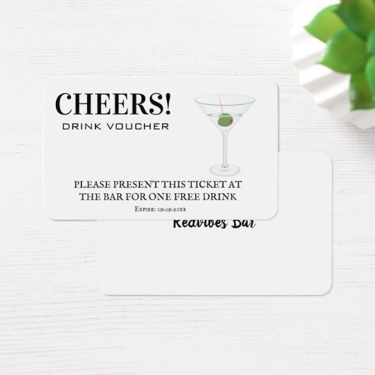 Zakelijke Drink Voucher Ticket White Insert Card Visitekaartje (Bureau)