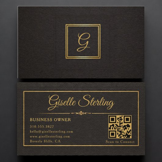 Zakelijke eigenaar Monogram QR-code Visitekaartje