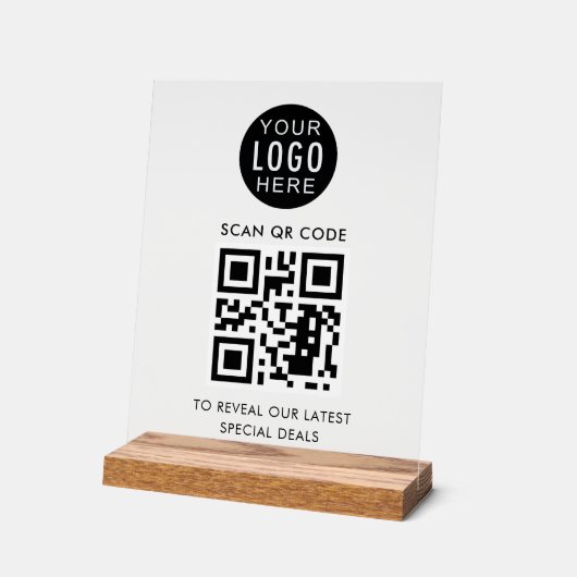 Zakelijke en Logo QR-code minimalistisch Acryl Bord (Hoek)