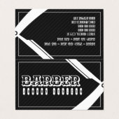 Zakelijke en loyale kappers twee in één zwart visitekaartje (Buitenkant ongevouwen)