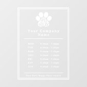 Zakelijke etalage openingstijden Pootafdruk Raamsticker (Vel)