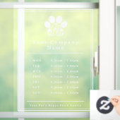 Zakelijke etalage openingstijden Pootafdruk Raamsticker (Huis)