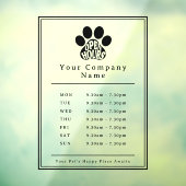 Zakelijke etalage Openingstijden Zwarte Pootafdruk Raamsticker (Vel 3)