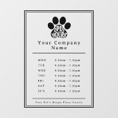 Zakelijke etalage Openingstijden Zwarte Pootafdruk Raamsticker (Vel)