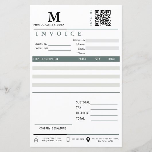 Zakelijke factuur Ontvangstbewijs Monogram QR-code (Voorkant)