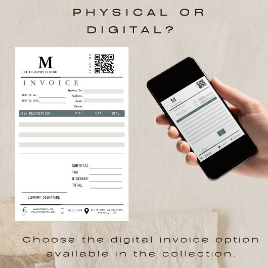 Zakelijke factuur Ontvangstbewijs Monogram QR-code