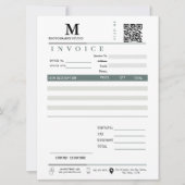 Zakelijke factuur Ontvangstbewijs Monogram QR-code Kaart (Voorkant)