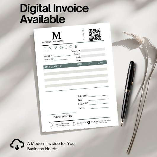 Zakelijke factuur Ontvangstbewijs Monogram QR-code Kaart