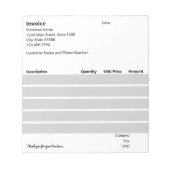 Zakelijke factuur Sjabloon Zwart Wit Licht Grijs Notitieblok (Voorkant)