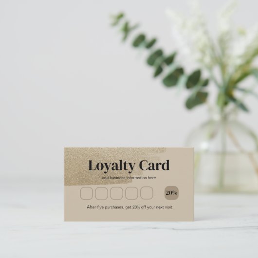 Zakelijke Faux Gold Brush Loyalty-Kaarten Klantenkaartje (Staand voorkant)