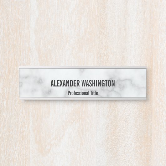 Zakelijke Faux Witte Marmeren Naam Professionele T Deurbordje (Voorkant)
